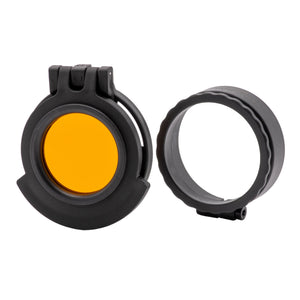 Picture of a Tenebræx Amber See-Through Scope Cover with Adapter Ring for the US Optics B-17 3.2-17x50 | Black | Ocular | UAC007-ACR