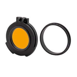 Picture of a Tenebræx Amber See-Through Scope Cover with Adapter Ring for the Meopta Optika6 5-30x56 | Black | Objective | TX0022-ACR