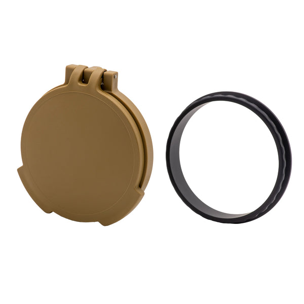 Picture of a Tenebræx Scope Cover with Adapter Ring (ARD Compatible) for the Schmidt & Bender 3-12x54 Polar T96 | Ral8000(FCV)/Black(AR) | Objective | SB5605-FCR