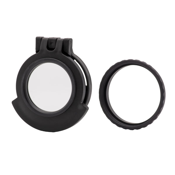 Picture of a Tenebræx Clear See-Through Scope Cover with Adapter Ring (ARD Compatible) for the Nightforce SHV 4-14x50 F1 | Black | Objective | 50NFCC-CCR