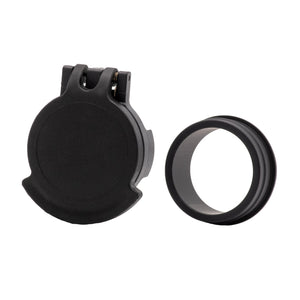 Picture of a Tenebræx Scope Cover with Adapter Ring (ARD Compatible) for the Schmidt & Bender 1-8x24 PM II ShortDot | Black | Objective | 24SBC0-FCR