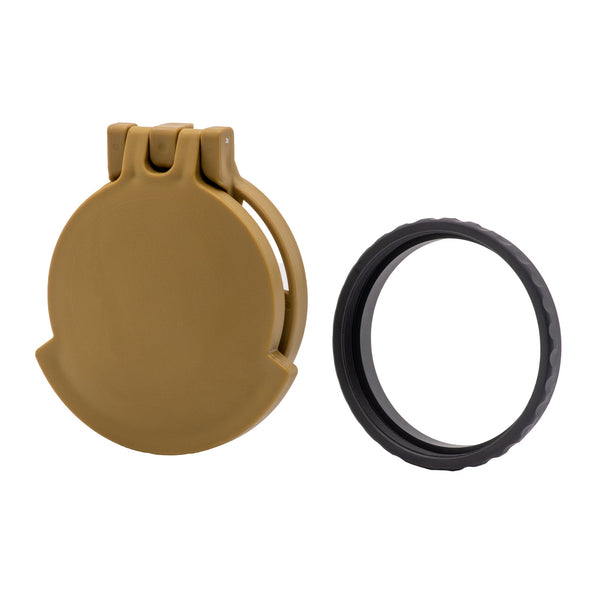 Picture of a Tenebræx Scope Cover with Adapter Ring (ARD Compatible) for the Kahles K418 4-18x50 | Ral8000(FCV)/Black(AR) | Objective | 50FCR-001RB1