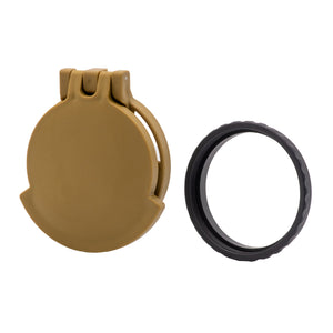 Picture of a Tenebræx Scope Cover with Adapter Ring (ARD Compatible) for the Schmidt & Bender 4-16x50 PM II/P | Ral8000(FCV)/Black(AR) | Objective | 50FCR-001RB1