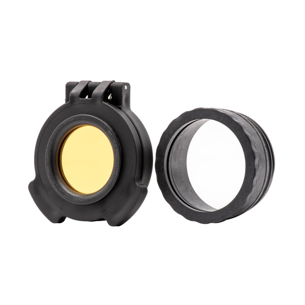 Picture of a Tenebræx Amber See-Through Scope Cover with Adapter Ring for the ELCAN Specter DR 1x/4x Black | Black | Objective | SDRAR6-ACR