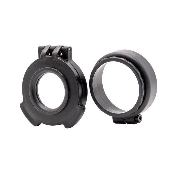 Picture of a Tenebræx Clear See-Through Scope Cover with Adapter Ring for the Minox ZE 5-25X56 | Black | Ocular | UAC101-CCR