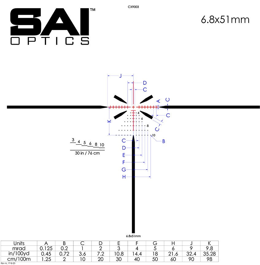 SAI 6 Reticle - 6.8 BDC