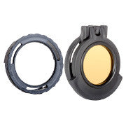 Picture of a Tenebræx Amber See-Through Scope Cover with Adapter Ring for the Schmidt & Bender Summit 2.5-10x40 | Black | Ocular | SB50EC-ACR